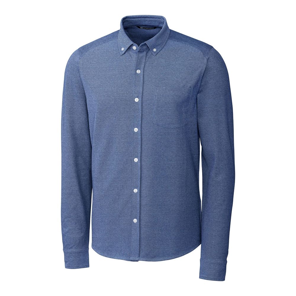 NWT Cutter & Buck Indigo Advantage Pique Long Sleeve Big & Tall Mens Button Down